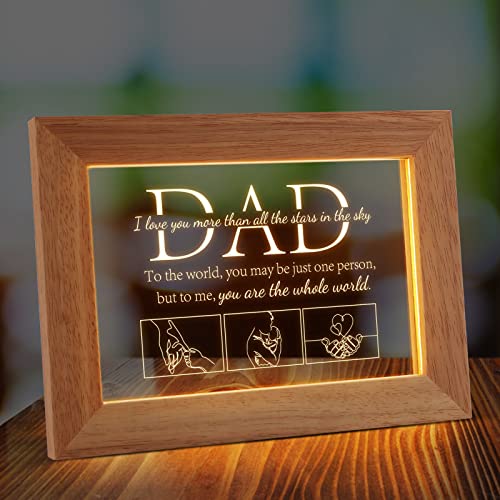 PRSTENLY Dad Birthday Gifts from Daughter Son, Dad Father's Day Christmas Gifts for Men Night Light Frame with Grateful Sayings Gifts for Daddy Dad Gifts for Birthday Fathers Day Presents