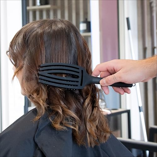 Olivia Garden Fingerbrush Care Iconic - Medium - Schwarz - Detangler Bürste mit Wildschweinborsten & Nylon für gesundes und glänzendes Haar