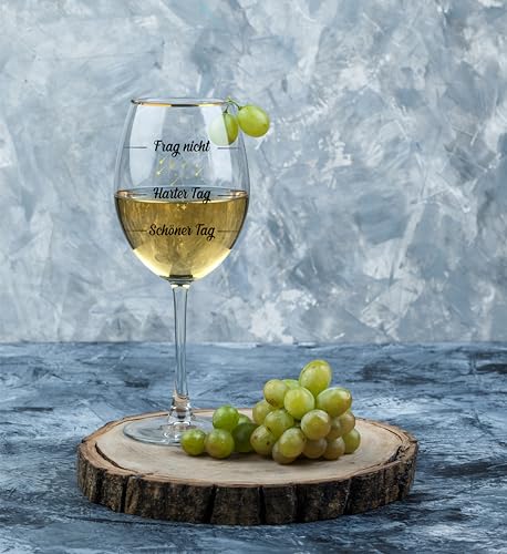 CROWNLY CRYSTAL® Lustiges Weinglas mit Spruch Frag Nicht, Harter Tag, Schöner Tag! Personalisierte Geschenke Frauen Geburtstagsgeschenk Ideen