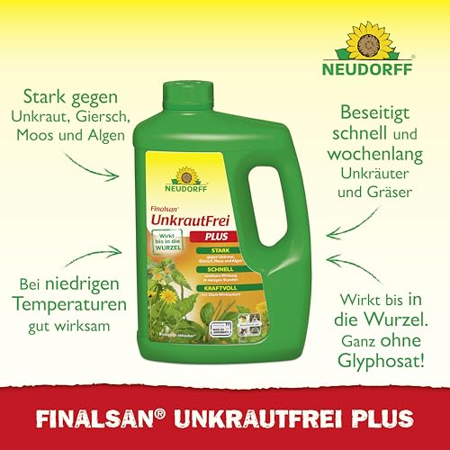 Neudorff Finalsan UnkrautFrei Plus Konzentrat, kraftvoller Unkrautvernichter, der bis in die Wurzel wirkt. Schnell wirkender Unkraut Entferner 1x 2 Liter, Grün