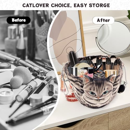 Katzen Kosmetiktasche Kordelzug,Schminktasche Groß,Tragbare Make up Organizer Tasche,Reise Aufbewahrungstasche,Geschenke FüR Katzenliebhaber