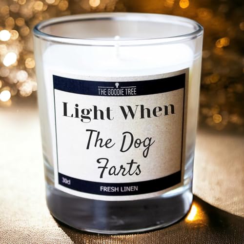 Light When The Dog F@rts Scented Candle - Includes Gift Box - Funny Gift Ideas - Christmas - Birthday Gift - Gifts For Mum - Gifts For Dad - For Men & Women, Friends