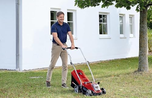 Einhell Akku-Rasenmäher GE-CM 18/33 Li Kit Power X-Change (18 V, 33 cm Schnittbreite, bis 200 m², Brushless, 30L Fangkorb, 25-65 mm Schnitthöhe, inkl. 4,0 Ah Akku + Ladegerät)