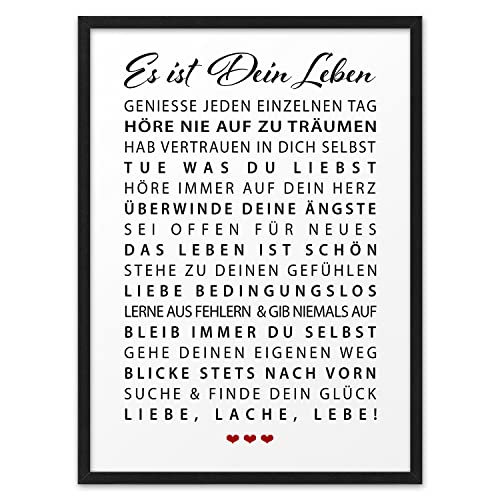 ES IST DEIN LEBEN | ABOUKI Kunstdruck | Geschenk Konfirmation Patenkind Jugendweihe Abitur 18. Geburtstag Mädchen Junge 16. Geburtstag Weihnachtsgeschenke Tochter | DIN A4 ohne Rahmen