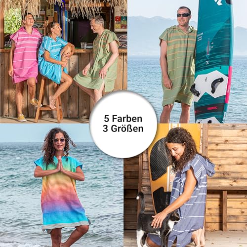 LeStoff Badeponcho - 100% Bio-Baumwolle - Leicht, Saugstark, Schnelltrocknend, Strandponcho, Handtuchponcho, Surfponcho, Umkleideumhang, Handtuchkleid, Duschponcho, Umziehponcho (Olive-Orange, L)