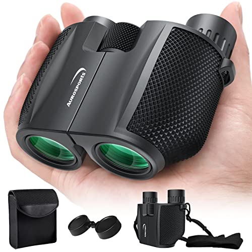 Aurosports 10x25 Kompakt Fernglas Kinder Erwachsene - Ferngläser Klein Nachtsicht Schwachem Licht Klare Faltbares - Ideal für Outdoor Sportspiele Vogelbeobachtung Reisen Jagd Konzerte