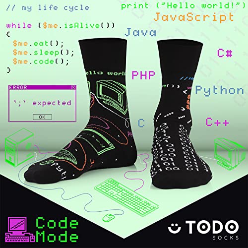 TODO Lustige Socken Damen und Herren, Coole Socken mit Motiv - Bunte, Mehrfarbige, Verrückte (43-46, Informatiker)