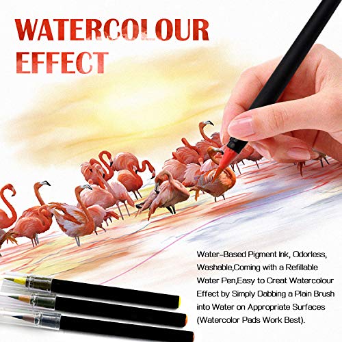 Amteker 24+1 Aquarellstifte, Brush Pen Set, Malen, Pinselstifte mit Flexiblen Nylonspitzen, Stifte Mädchen Geschenke 6-11 Jahre, Geschenk Mädchen 6-10 Jahre, Einschulung Mädchen Junge Geschenk
