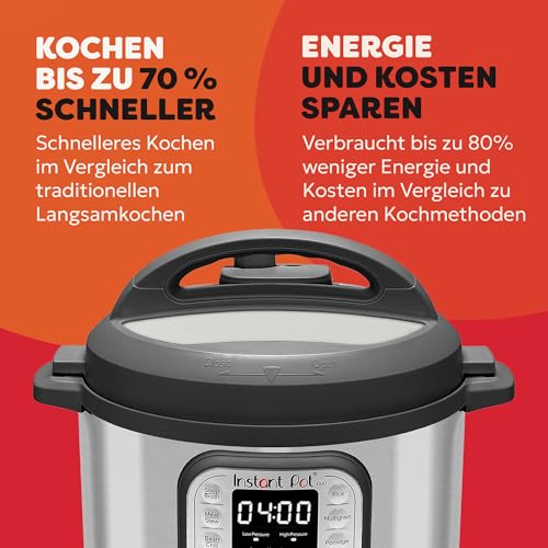 Instant Pot Duo 7-in-1-Multikocher 5,7 l – gebürstetes Edelstahl, großer Schnellkochtopf, Schongarer, Reiskocher, Sauteuse, Joghurtbereiter, Dampfgarer und Speisenwärmer, spülmaschinenfest