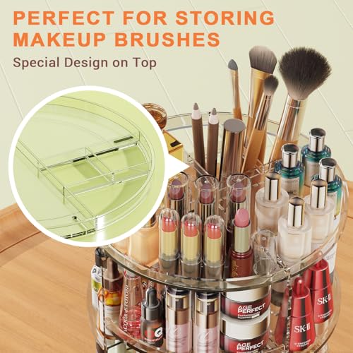 Auxmir Make Up Organizer mit 9 Einstellbaren Stufen, 360° Drehbar Schminktisch Kosmetik Organizer, Extra Größer Verbessert Schmink Organizer Skincare für Dresser Schlafzimmer Badezimmer, Transparent