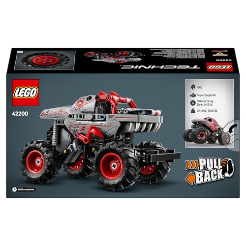 LEGO Technic Monster Jam ThunderROARus Pull-Back Truck Toy - Vehicle Building Set for 7+ Year Old Boys & Girls Who Love Creative Play - Gift Idea 42200