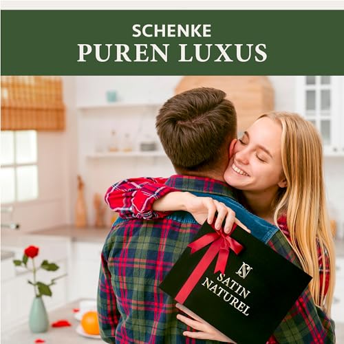 Satin Naturel Verwöhnendes Geschenkset Frauen mit BIO Arganöl + Rizinusöl + Mandelöl + Jojobaöl + Body Scrub aus Totes Meer Salz – Geschenke für Frauen - Luxus-Geschenkbox Naturkosmetik