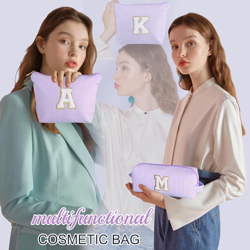Parima Kosmetiktasche Damen Mädchen - Personalisierte Geschenke Make Up Tasche Mädchen Reise Schminktasche Geburtstagsgeschenk für Frauen Mädchen Geschenke für Frauen Lila Buchstaben Kosmetiktasche L