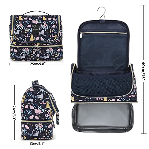 Kulturtasche zum Aufhängen für Damen, Lychii Reise Kulturtasche Waschtasche Organizer für Koffer & Handgepäck - Cat