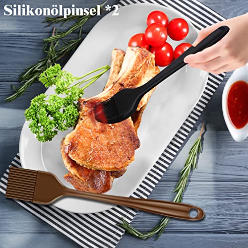 Grilliance 38 Stücke BBQ Grillbesteck Set Edelstahl Grillzubehör für Männer Geschenk Geburtstag Hochwertiger Grillutensilien Set Koffer mit Grillkoffer und Grillmatte für Garten und Camping Braun
