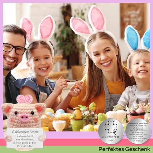Tixlux Pocket Hug Glücksschweinchen, Kreative Strickwolle Minischwein Puppe und Kleine Umarmung Glücksbringer (Silber Ⅱ), Mutmacher Geschenk, Gute Besserung Geschenk, Geschenk zum Abschluss