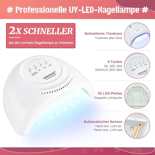 JODSONE Gel Nagellack Set mit U V Licht 36 PCS Klassisch Schwarz und Weiß Nackt und Blau Lila Gel Lack Set mit Maniküre Werkzeugen Geeignet für alle Jahreszeiten Das perfekte Geschenk