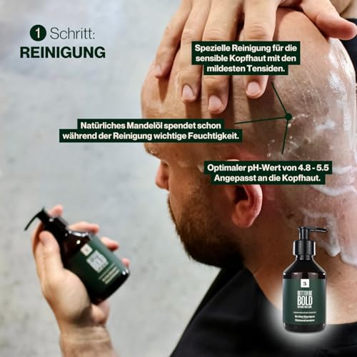 BETTER BE BOLD „Bestseller" Glatzenpflege-Routine (0-3mm) | Mattierende Glatzencreme (0-3mm) + Pflegendes Glatzenshampoo (0-6mm) + Invisible Sun Fluid LSF 50