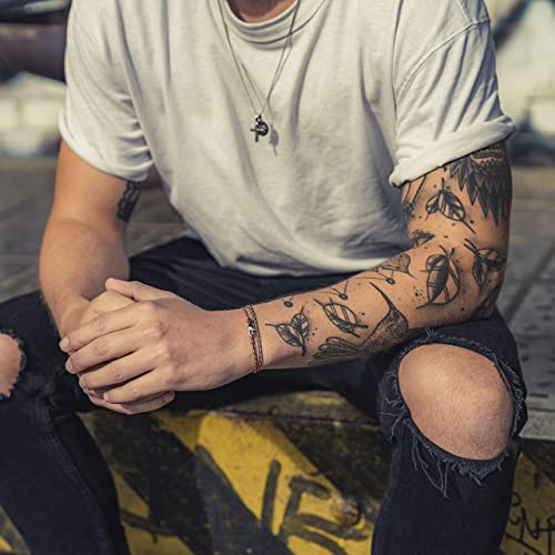 Made by Nami Dünnes Wickel-Armband Herren Damen - Karabiner-Haken Verschluss - Handmade - Maritimer Surfer Schmuck - Stoff-Armband Minimalistisch - 100% Wasserfest & verstellbar (Dark Retro Silber)