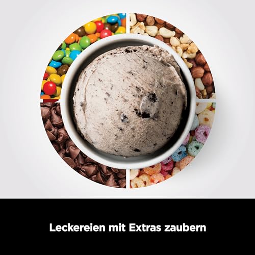 Ninja CREAMi Eismaschine & Dessertmaschine mit 3 Behältern, 7 Programmen, Herstellung von Eis, Gelato, Sorbet, Smoothie-Bowls, Milchshakes und mehr, Schwarz/Silber, 1,4L Eiscreme Kapazität, NC300EU