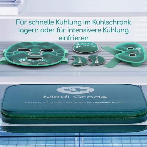 Medi Grade Kühlmaske Gesicht und Kühlende Augenpads – Augenmaske Kühlend mit Geltechnologie, Gesicht, Augen, Augenringe entfernen, Reduziert Schwellungen, Dunkle Ringe, mit Kühltasche