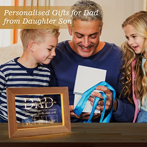 PRSTENLY Dad Birthday Gifts from Daughter Son, Dad Father's Day Christmas Gifts for Men Night Light Frame with Grateful Sayings Gifts for Daddy Dad Gifts for Birthday Fathers Day Presents