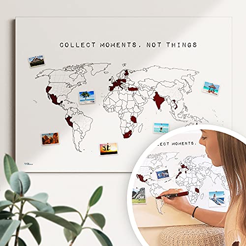 Reiseweltkarte "Collect Moments" - Zum Ausmalen und Pinnen - Nachhaltig & Handmade in Germany - Größe: 60x40cm