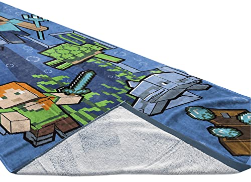 Jay Franco Minecraft Unterwasserabenteuer 71cm x 147cm Strandtuch aus 100% Baumwollfrottee