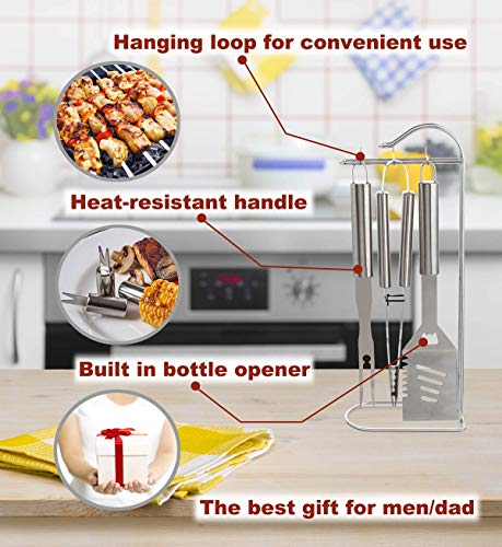 ROMANTICIST 20PCS Edelstahl Grillset für Geschenk - Edelstahl Grillzubehör Set im Aluminium - Professionelle Grillbesteck Koffer für Männer Frauen