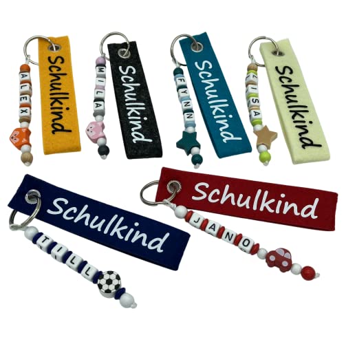 Schlüsselanhänger "Schulkind" mit Name personalisierbar - freie Farb- und Motivwahl - Geschenk Einschulung Schulanfang Schulranzen Schultüte Junge Mädchen