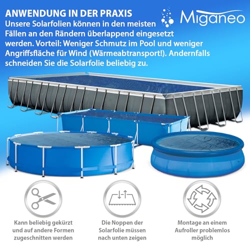 Miganeo Premium Solarplane Ø 366 cm rund | schwarz/blau | Solarfolie für Pool | Poolheizung