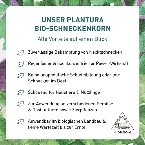 Plantura Bio-Schneckenkorn, regenfester Power-Wirkstoff, hochwirksame Schneckenbekämpfung an Obst Gemüse & Zierpflanzen, schonend für Haustiere, Vorteilspack: 350 g für 500 m²