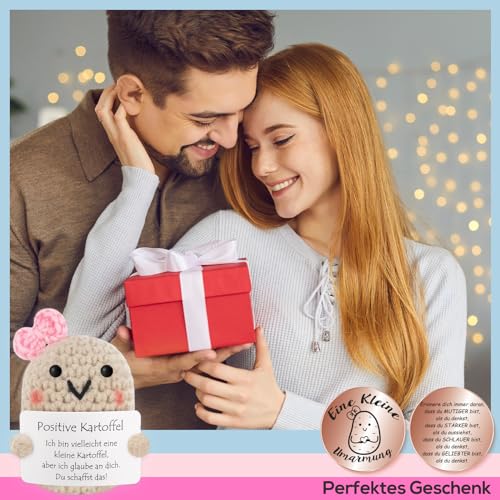 Tixlux Pocket Hug Positive Kartoffel, Kreative Strickwolle Kartoffel Puppe und Kleine Umarmung Glücksbringer Roségold, Gute Besserung, Mutmacher Geschenk, Geschenke für Frauen, Geschenk zum Abschluss