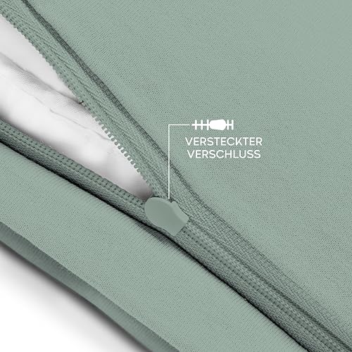 Twinzen® Kissenbezug 40x80 (2er-Set) - 100% Jersey Baumwolle 150 GSM Kissenbezüge - Grün - Für Kissenbezüge 40x80 cm - Kissenhülle - Kissenbezug mit Reißverschluss - Oeko-Tex Zertifiziert