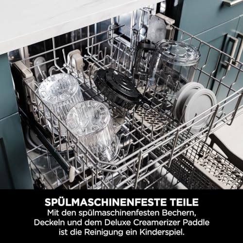 Ninja CREAMi Deluxe Eismaschine mit 3 Behältern, 10 Funktionen, Dessert & Ice Cream Maker für Eiscreme, Sorbet, Frozen Joghurt, Milchshakes, Slushi, 2-in-1 Geschmacksoption, Silber, NC501EU