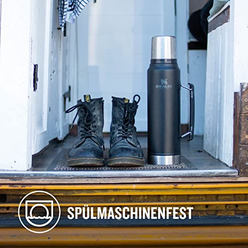 Stanley Classic Legendary Thermosflasche 1L - Thermos Hält 24 Stunden Heiß Oder Kalt - Edelstahl Thermoskanne - BPA-Frei - Spülmaschinenfest - Matte Black