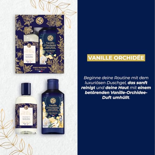 Yves Rocher Vanille d'Orchidée - LIMITED EDITION - Geschenkset für Frauen - Weihnachten -Duschgel 400ml & Eau de Toilette 100ml
