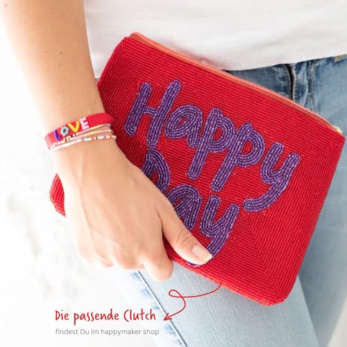 happymaker - Armbänder für Frauen und Mädchen, handgefertigt aus Miyuki Perlen mit Geschenkverpackung, Geburtstagsgeschenk mit Karte und Armband 2er Set, Happy Birthday Geschenk