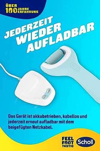 Scholl Velvet Smooth elektrischer Hornhautentferner Pro – Zur Hornhaut Entfernung auf nassen und trockenen Füßen – Wiederaufladbar – 1 Gerät + Ladestation , (1er Pack)