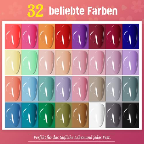 JODSONE Gel Nagellack Set mit U V Licht 36 PCS Klassisch Schwarz und Weiß Nackt und Blau Lila Gel Lack Set mit Maniküre Werkzeugen Geeignet für alle Jahreszeiten Das perfekte Geschenk