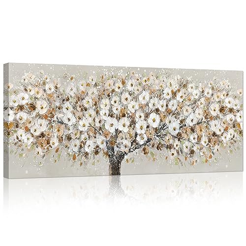 Mit Rahmen Blume Blüte Baum Leinwandbilder Bilder Wandkunst abstrakte Blüte Cerasus Baum bild auf leinwand Kunstwerk Wohnzimmer Schlafzimmer Badezimmer Heimdekoration fertig zum Aufhängen 50x120cm