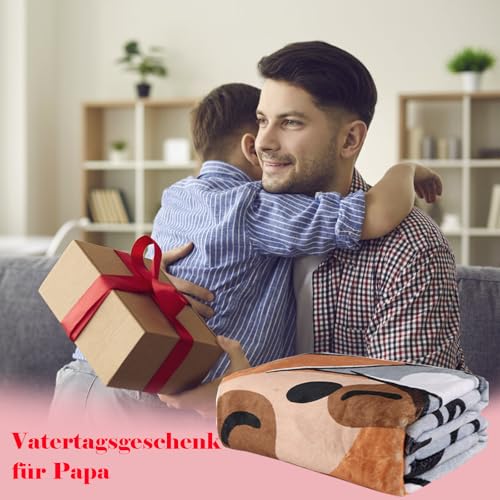 KAAYEE Vatertagsgeschenk für Papa, Kuscheldecke Geschenke für Papa zum Vatertag Geburtstag Valentinstag Weihnachten, Geburtstagsgeschenk für Vater Männer von Tochter Sohn 1.3 * 1.5 M Decke