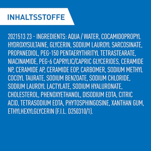 CeraVe Schäumendes Reinigungsgel für Gesicht und Körper, Feuchtigkeitsspendend und hautstärkend, Für normale bis fettige Haut, Mit Hyaluron und 3 essenziellen Ceramiden, 562 ml
