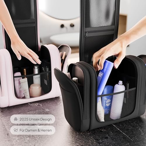 Kulturbeutel [Design 2025] zum Aufhängen für Damen, Herren & Kinder [7 Liter Stauraum], 3-in-1 Kulturtasche, Kosmetikkoffer, Kosmetiktasche für Männer & Frauen, Reise Waschtasche, Waschbeutel