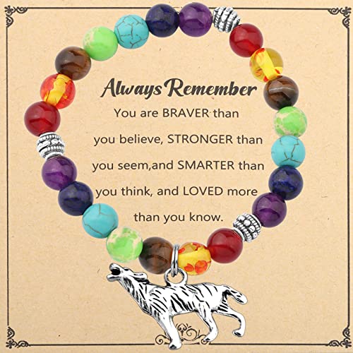 MYOSPARK Wolf Beads Bracelet - Wolf Lover Gifts for Teen Girls (UK)