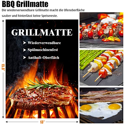 Grilliance BBQ Grillbesteck Set 30 Grillzubehör aus Hochwertiger Edelstahl Grillzange Grillspachtel Korkenzieher Grillset mit Grillkoffer und Grillmatte für Männer Geschenk für Garten Camping Braun