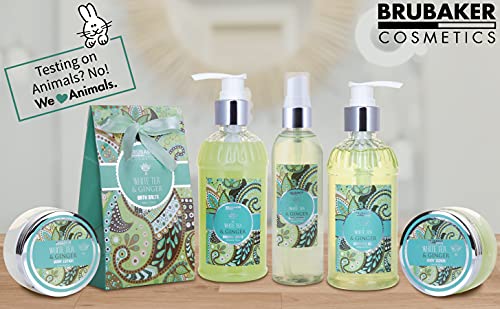 BRUBAKER Cosmetics Bade- und Dusch Set Weißer Tee und Ingwer Duft - 8-teiliges Geschenkset in Henkelbox