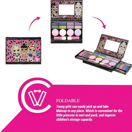 L.O.L Überraschung! All-in-One Kids Kosmetik Kompakt Set Waschbarer Lippenglänz Augen Wange Schimmer Pinsel Bunte Schönheit Set für Mädchen Kinder Alter 3+ von Townley Girl