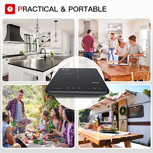 IsEasy Single Induction Cooker 2100W Portable Induction Hob with Slim Black Crystal Panel Body, Induction Plate with 9 Power Levels Setting, Max & Min Function, 8-hours Timer, Safety Lock (WQ-8030)
