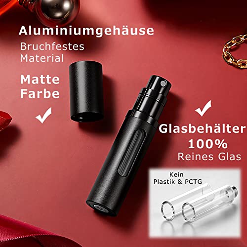 Travelofo Parfümzerstäuber Nachfüllbar, Leer Reise Parfüm Zerstäuber Mini Portable Sprühflasche mit Fenster für Unterwegs, 8ml (Schwarz & Grau)